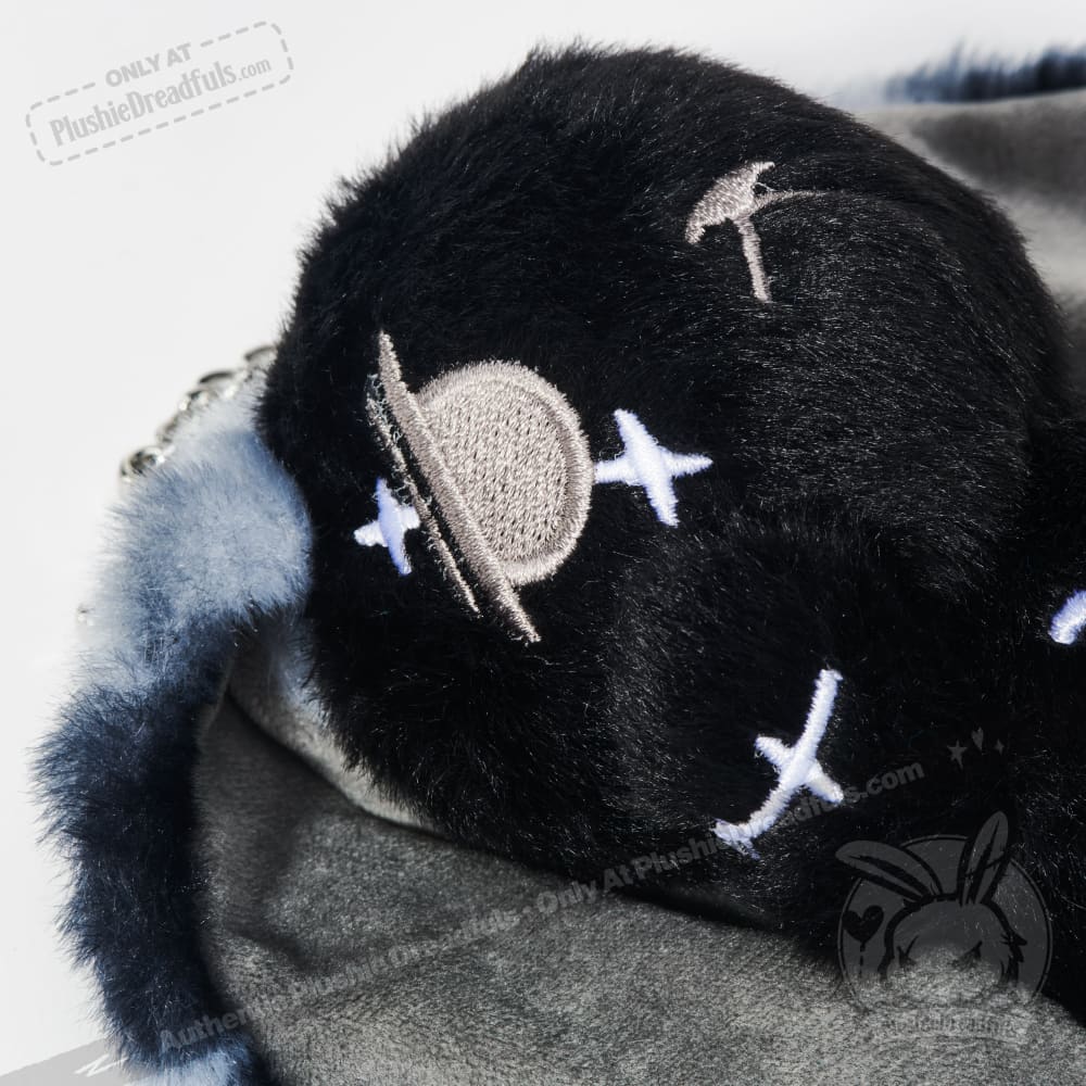 Black Anxiety Rabbit Plush Keychain Accessory