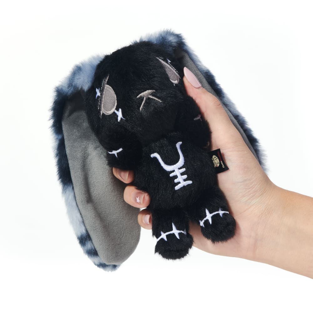 Black Anxiety Rabbit Plush Keychain Accessory