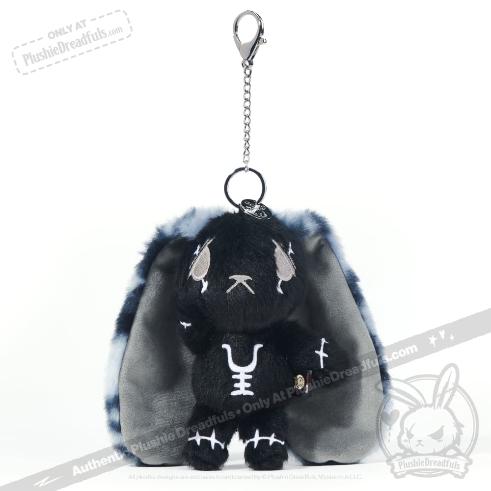 Black Anxiety Rabbit Plush Keychain Accessory