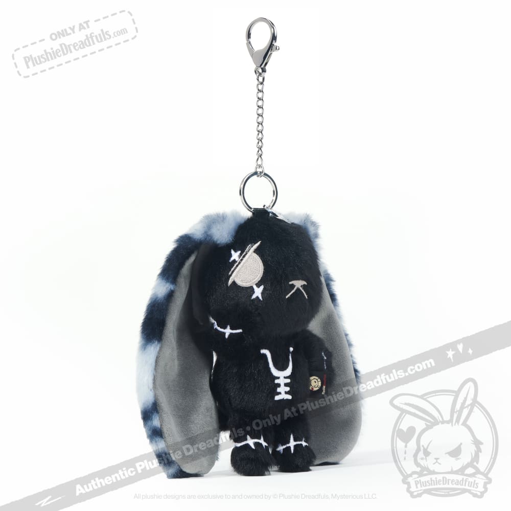 Black Anxiety Rabbit Plush Keychain Accessory