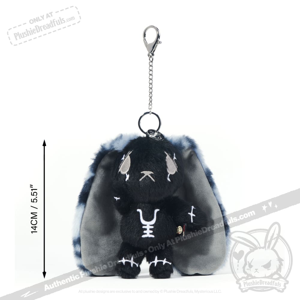 Black Anxiety Rabbit Plush Keychain Accessory