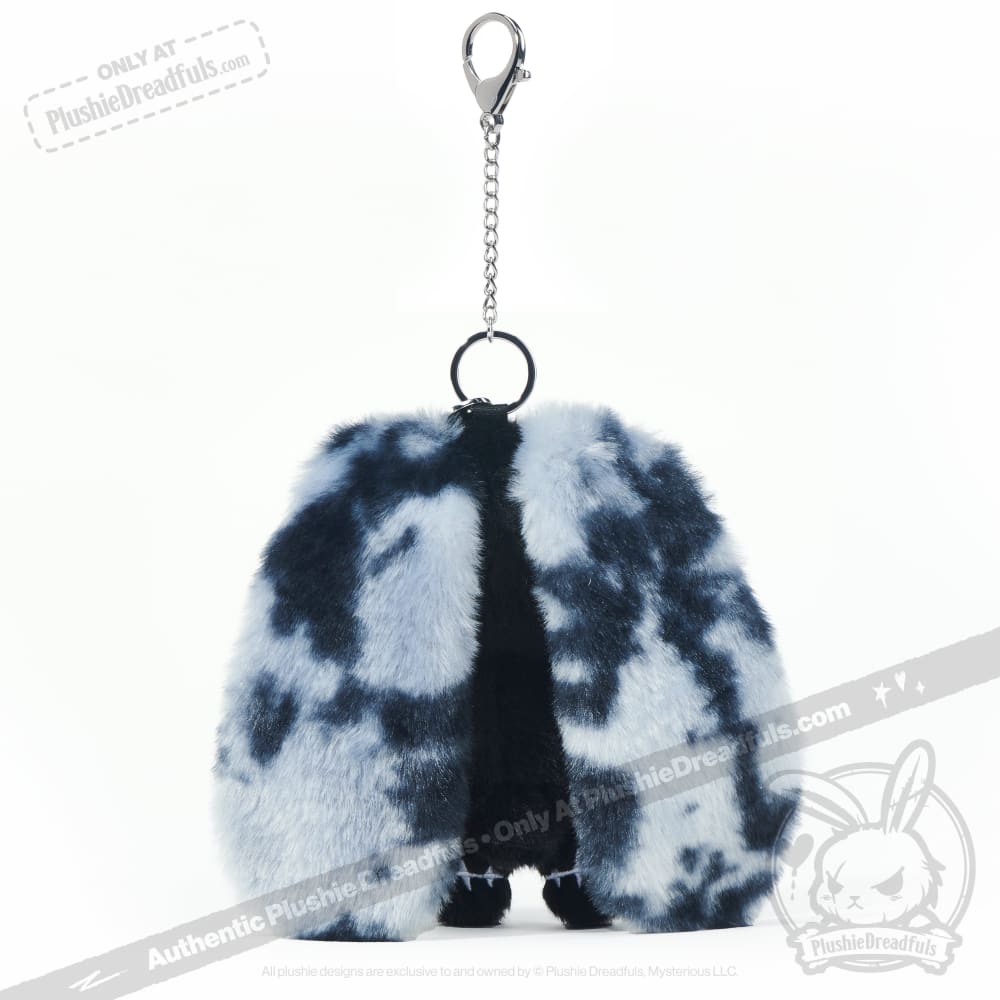 Black Anxiety Rabbit Plush Keychain Accessory