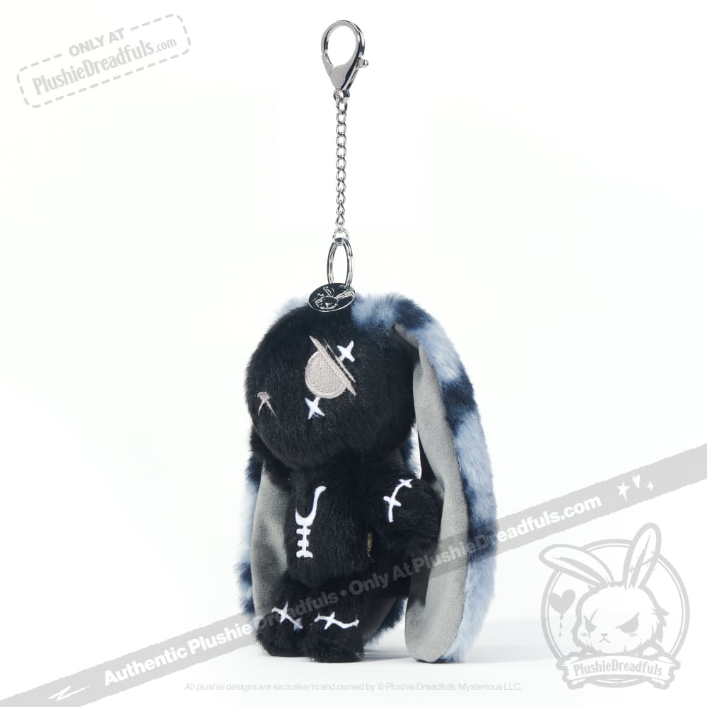 Black Anxiety Rabbit Plush Keychain Accessory