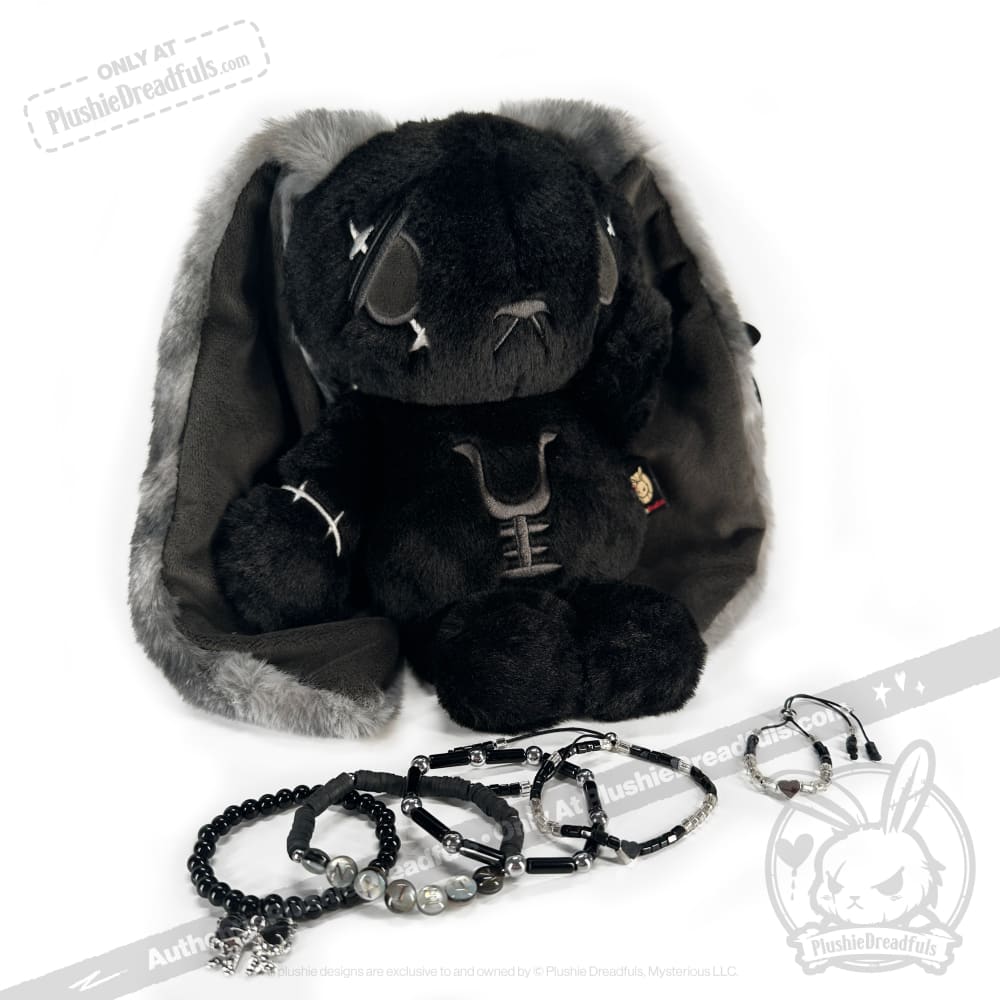 Black Anxiety Rabbit Stacking Friendship Bracelet