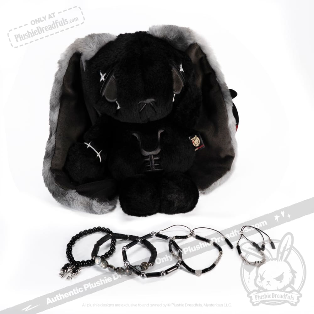 Black Anxiety Rabbit Stacking Friendship Bracelet