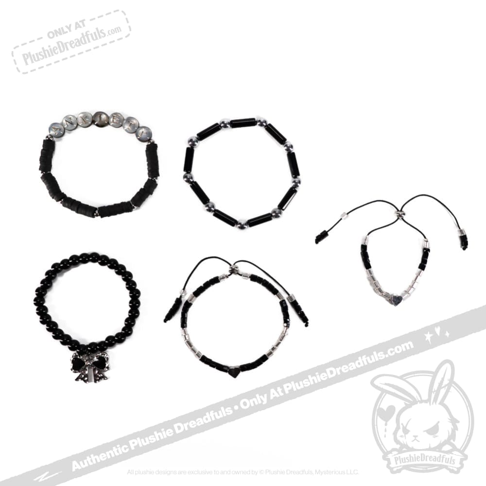 Black Anxiety Rabbit Stacking Friendship Bracelet