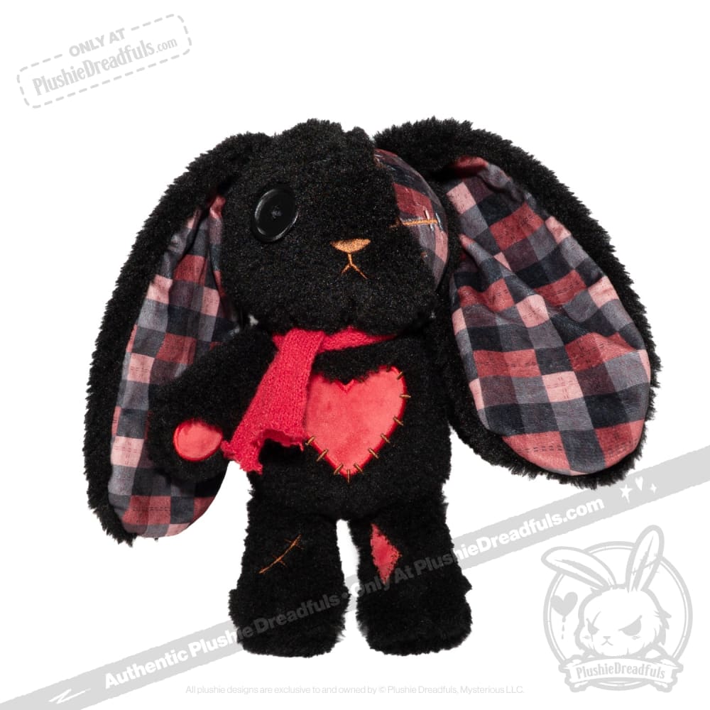 Black Plaid Love Rabbit - Plush Stuffed Animal