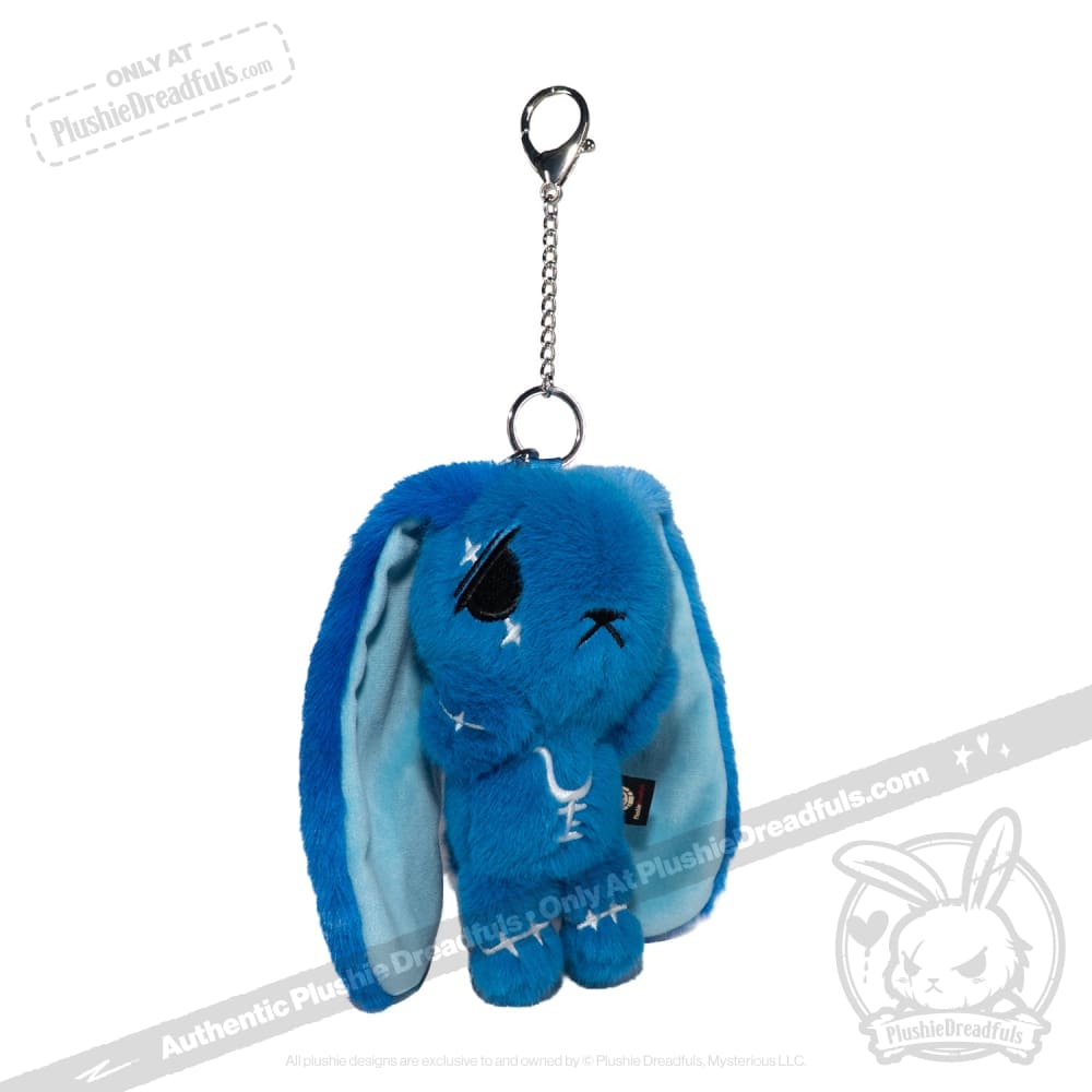 Blue Anxiety Rabbit Plush Keychain Accessory