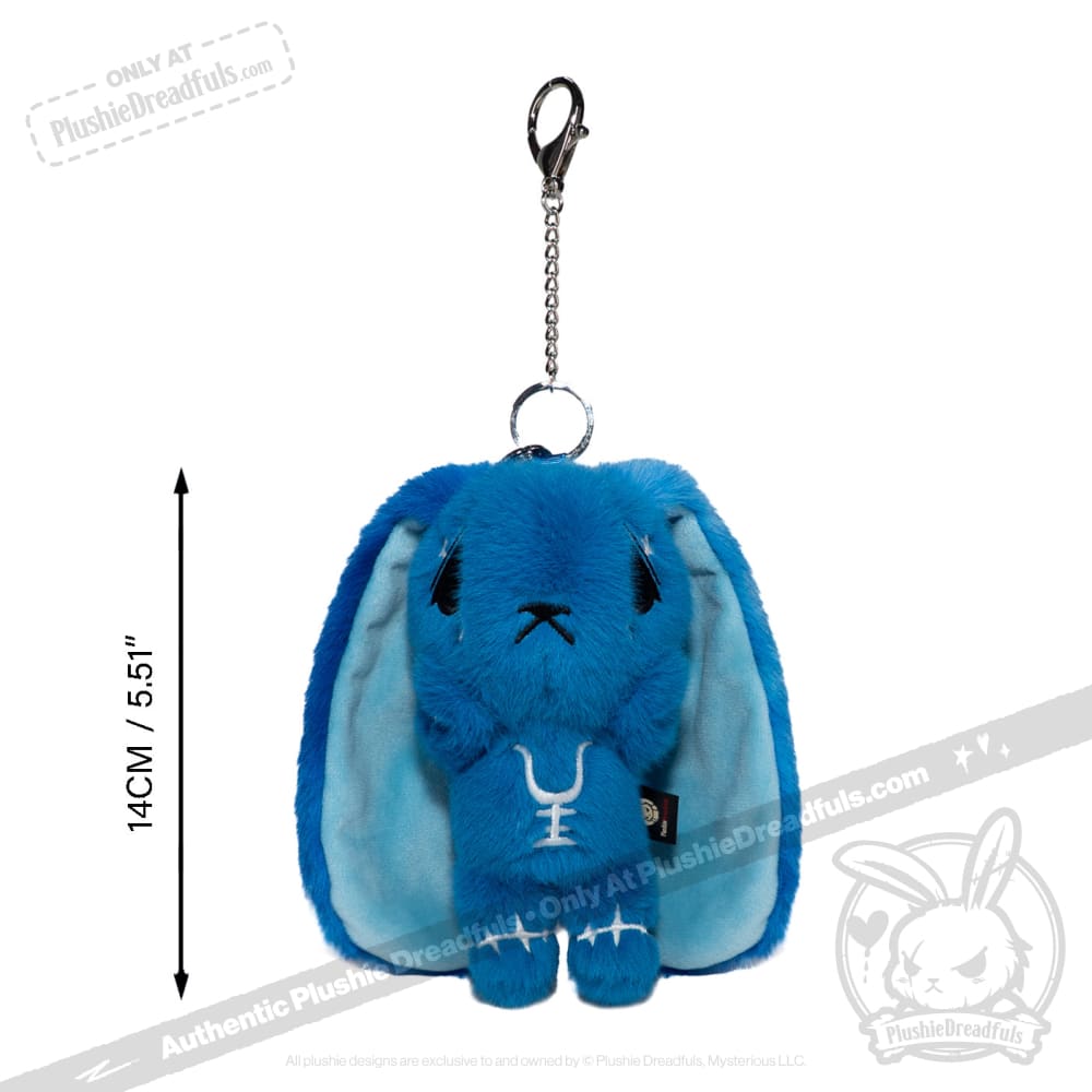 Blue Anxiety Rabbit Plush Keychain Accessory