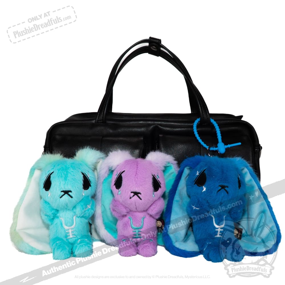 Blue Anxiety Rabbit Plush Keychain Accessory