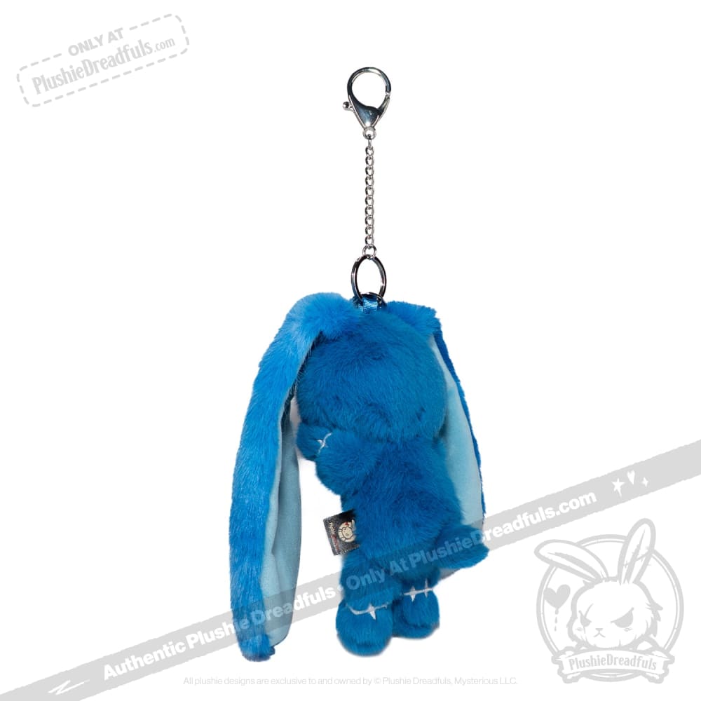 Blue Anxiety Rabbit Plush Keychain Accessory