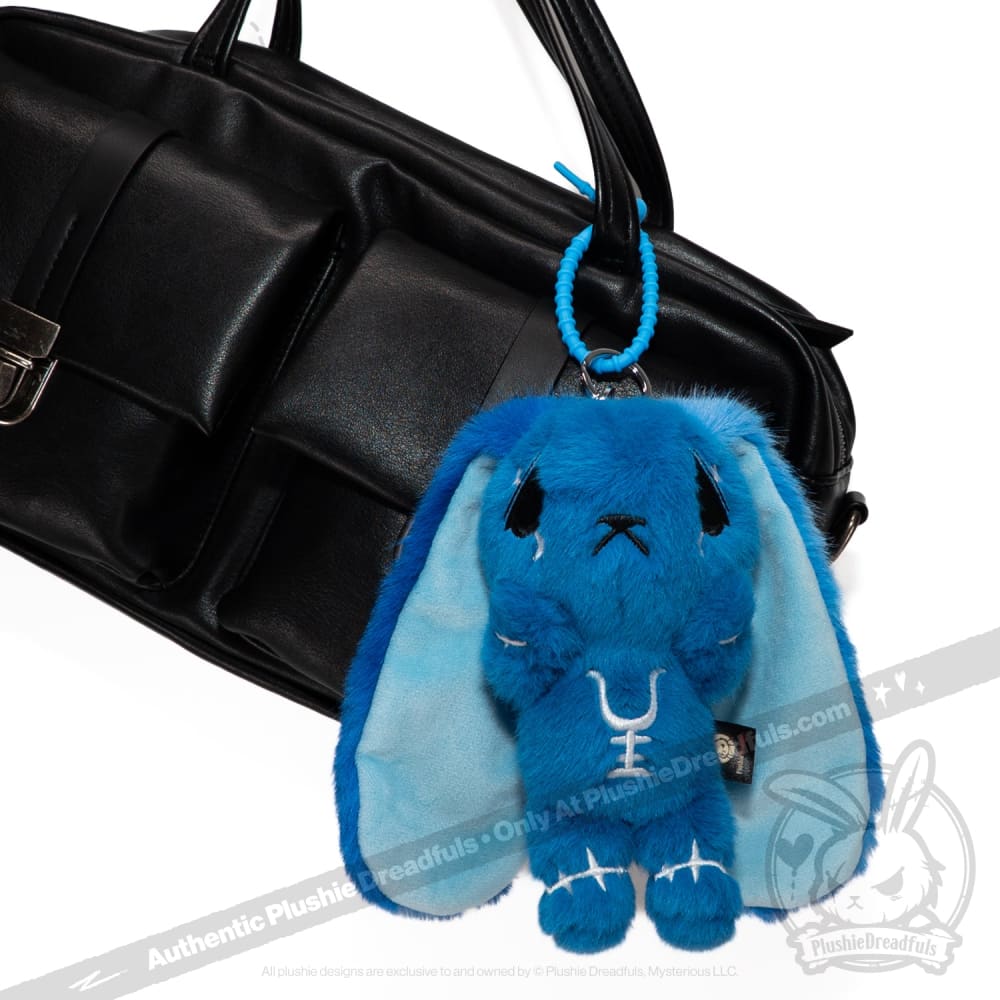 Blue Anxiety Rabbit Plush Keychain Accessory