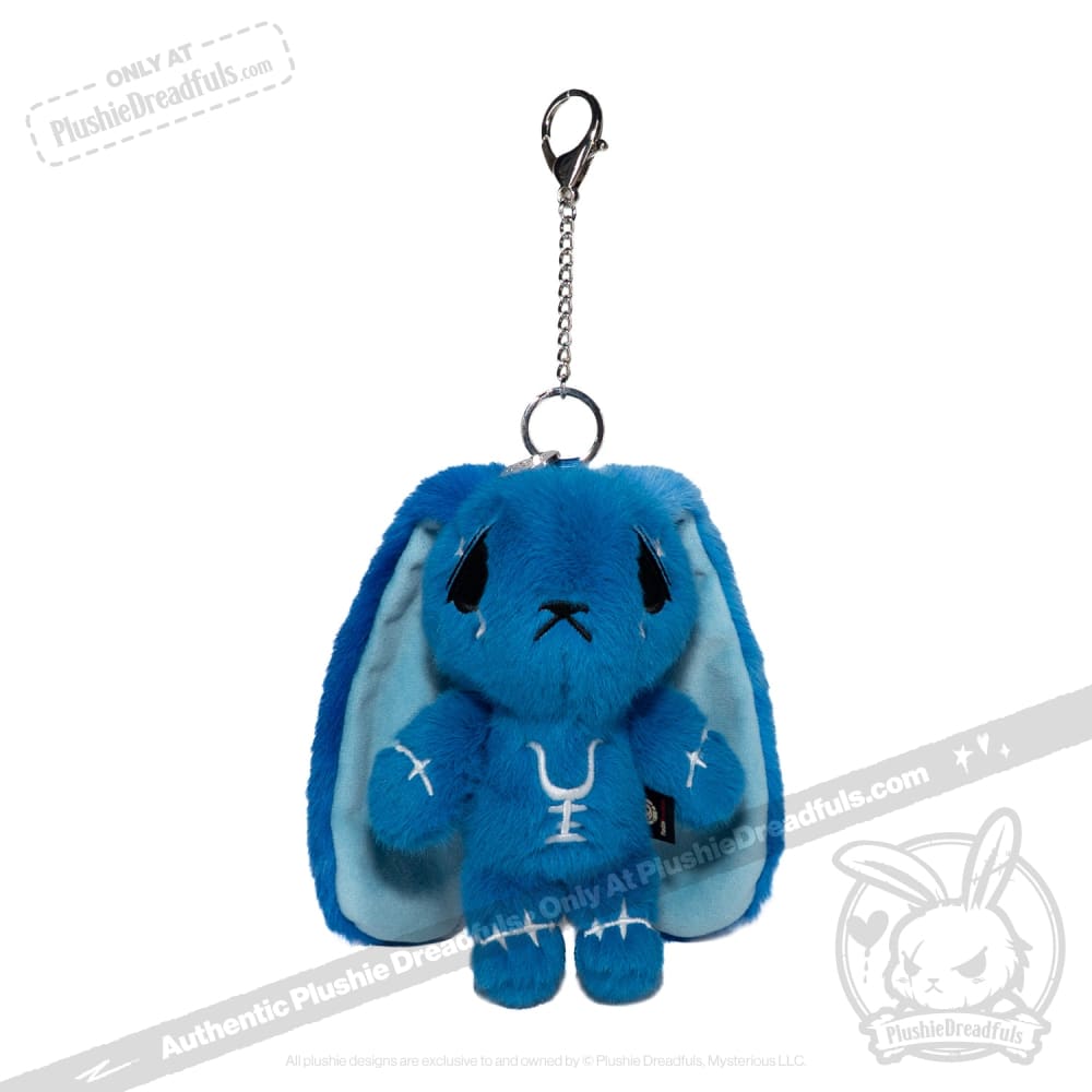 Blue Anxiety Rabbit Plush Keychain Accessory
