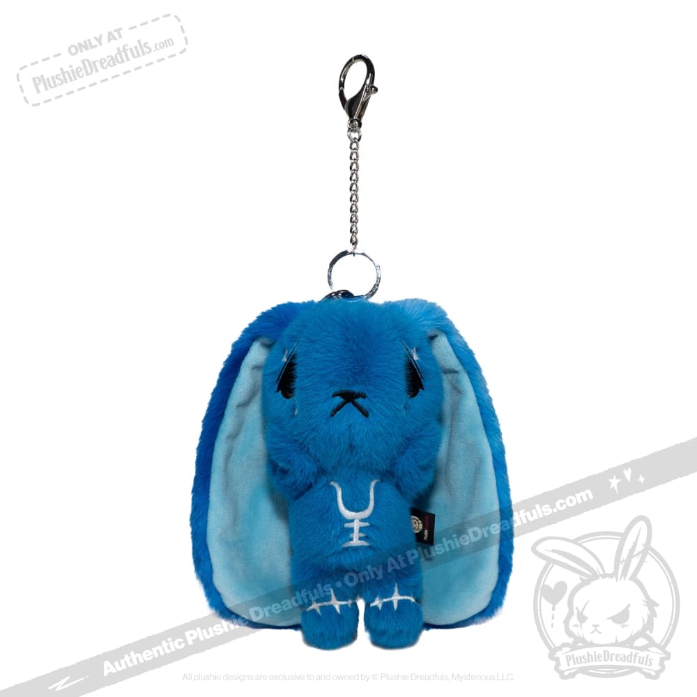 Blue Anxiety Rabbit Plush Keychain Accessory