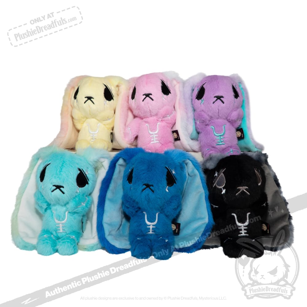 Blue Anxiety Rabbit Plush Keychain Accessory