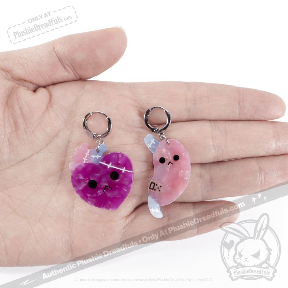Bone Organ Izer Heart and Stomach Earrings