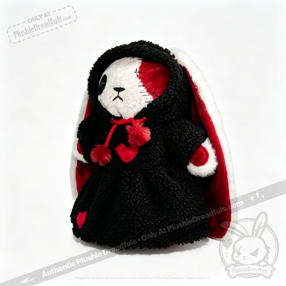 Fuzzy Black and Red Heart Hoodie Dress