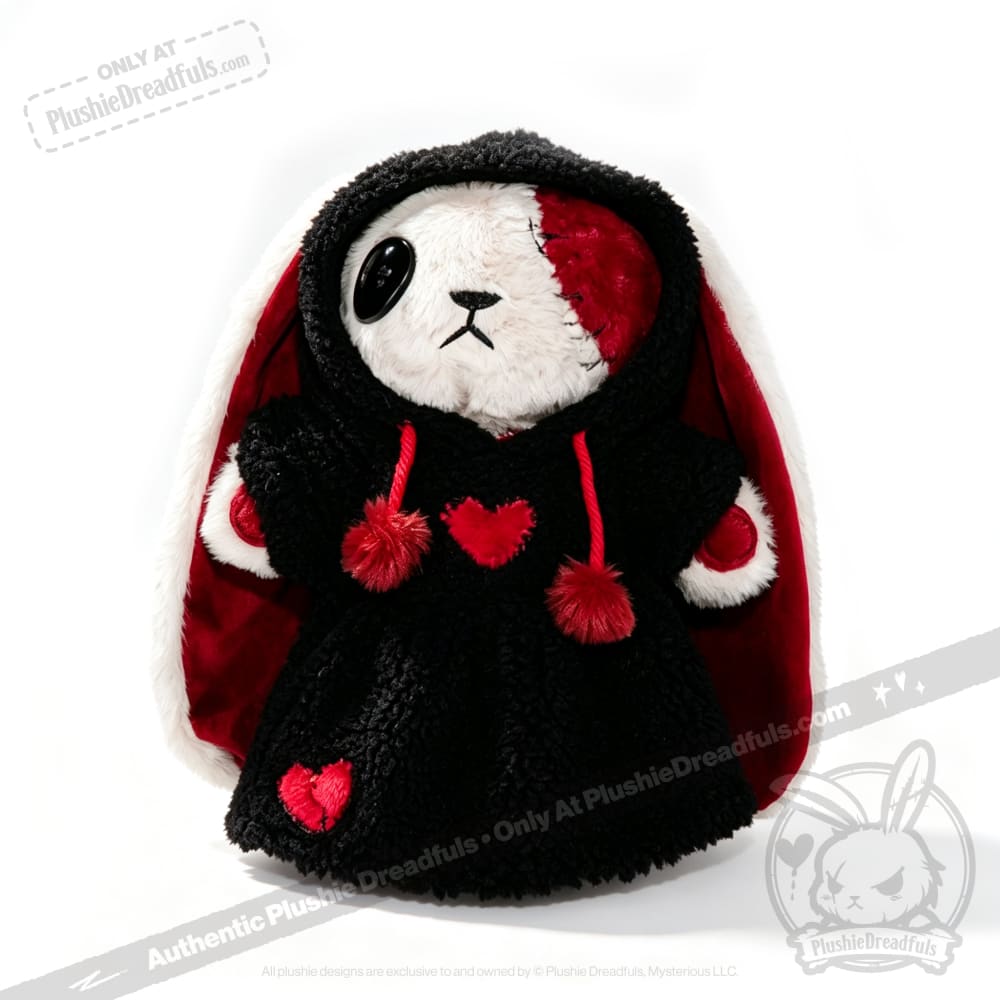 Fuzzy Black and Red Heart Hoodie Dress