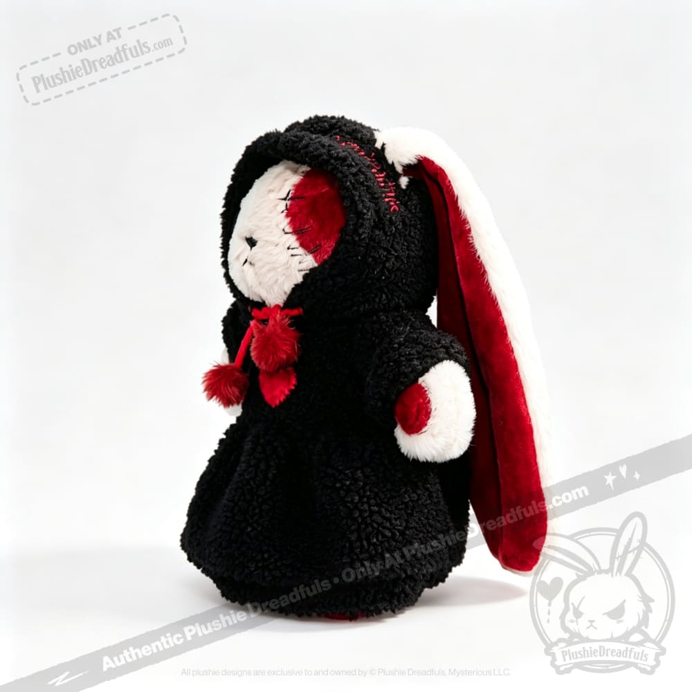 Fuzzy Black and Red Heart Hoodie Dress