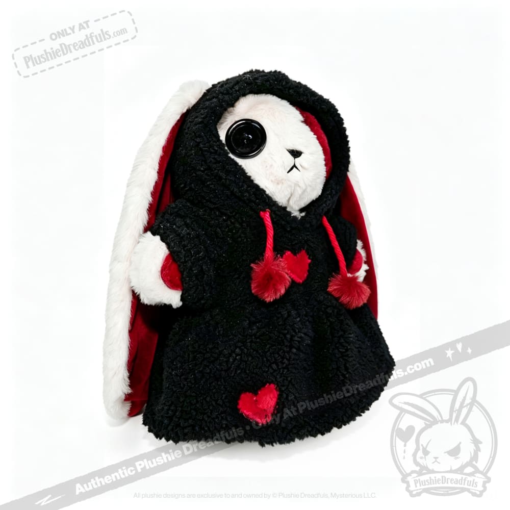 Fuzzy Black and Red Heart Hoodie Dress