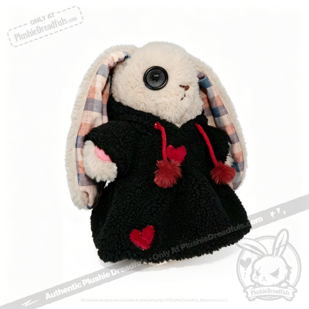 Fuzzy Black and Red Heart Hoodie Dress