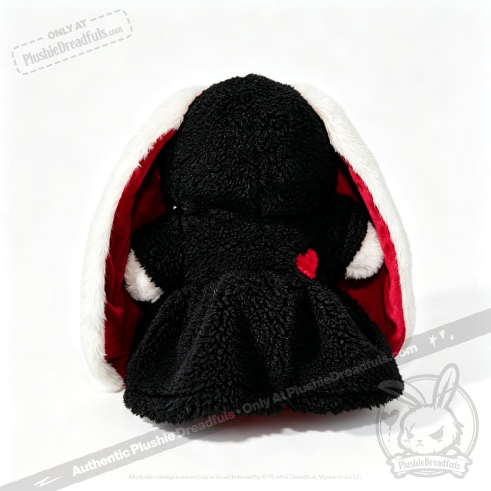 Fuzzy Black and Red Heart Hoodie Dress