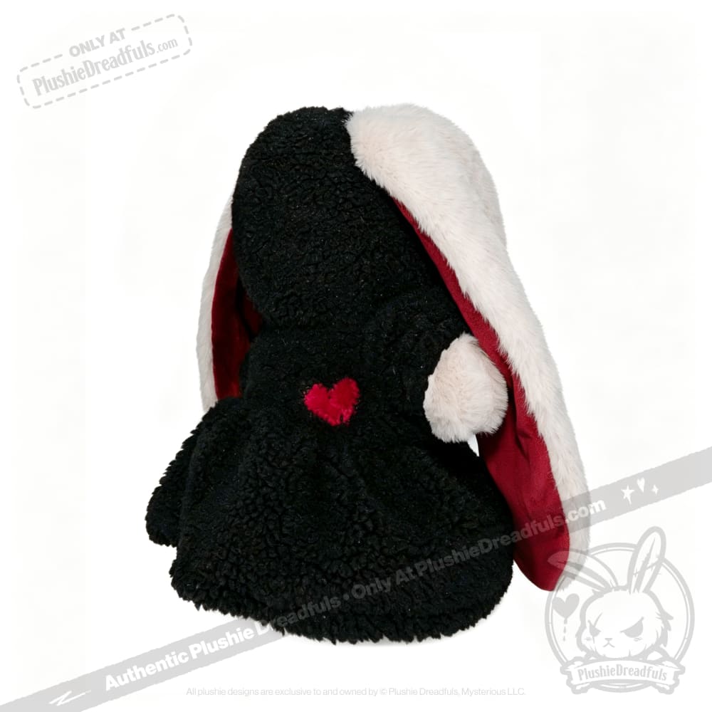 Fuzzy Black and Red Heart Hoodie Dress