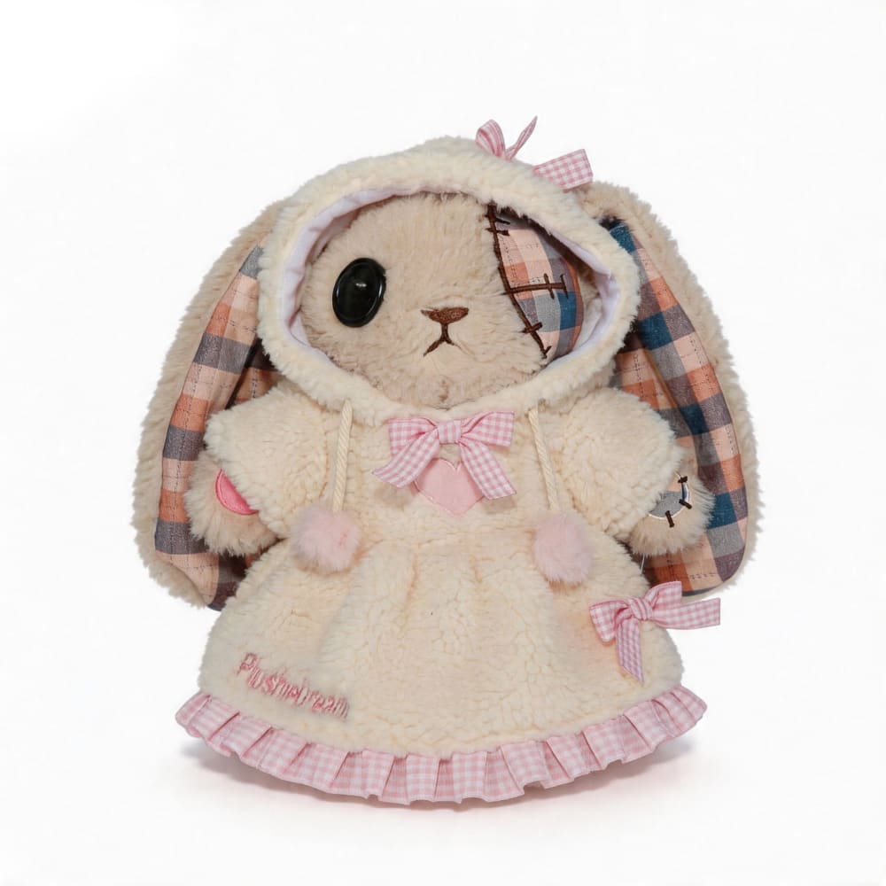 Fuzzy White Chocolate Gingham Hoodie Dress