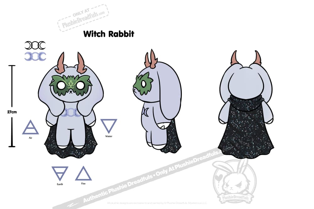 Grey Witch Rabbit - Plush Stuffed Animal