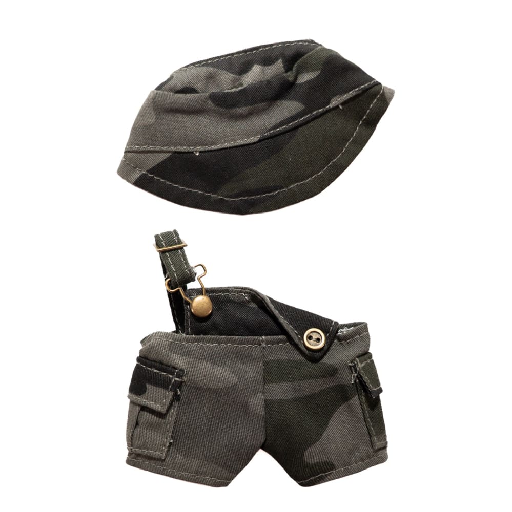 Mini Plush Outfit - Camo off the Shoulder Overalls