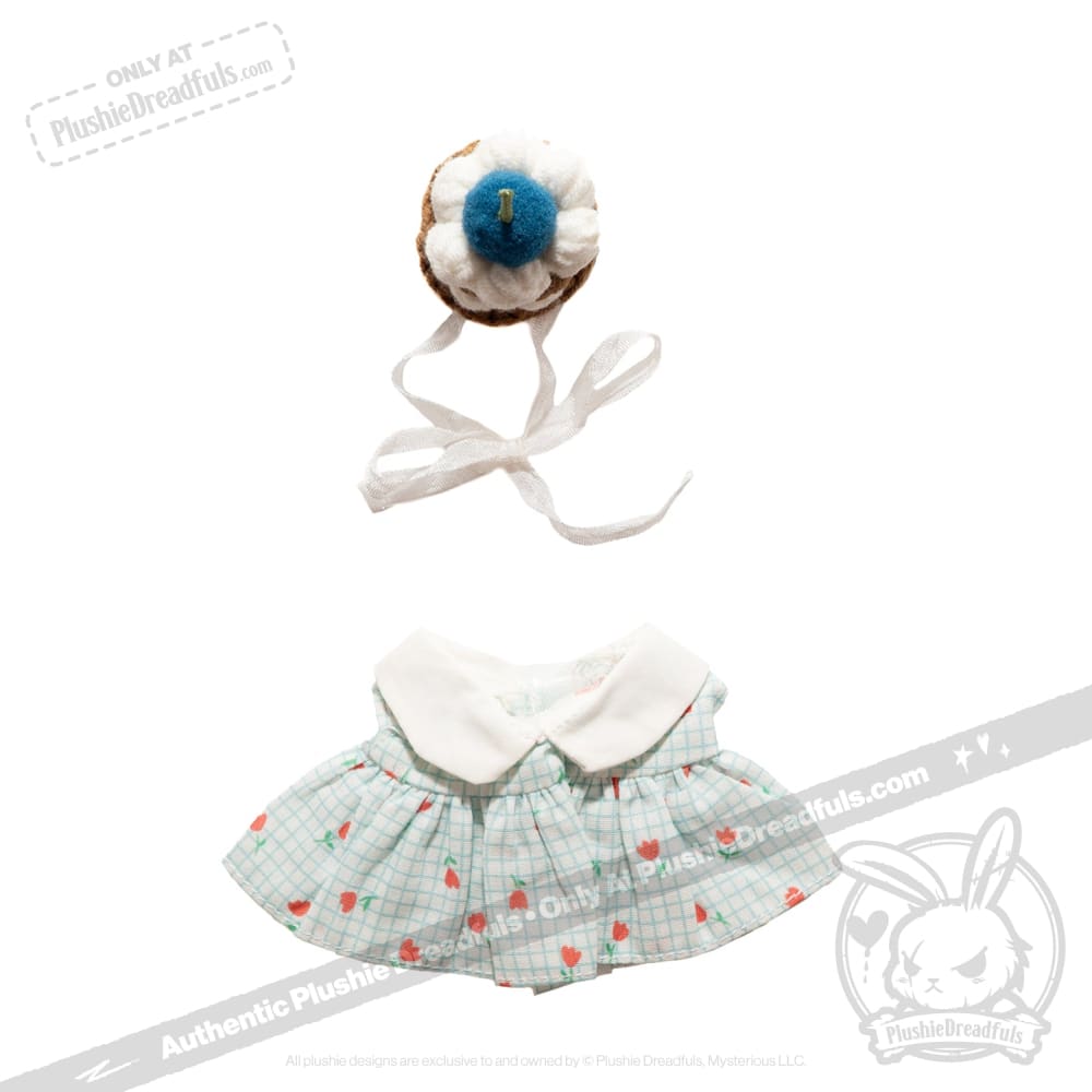 Mini Plush Outfit - Cupcake Gingham Teal Dress