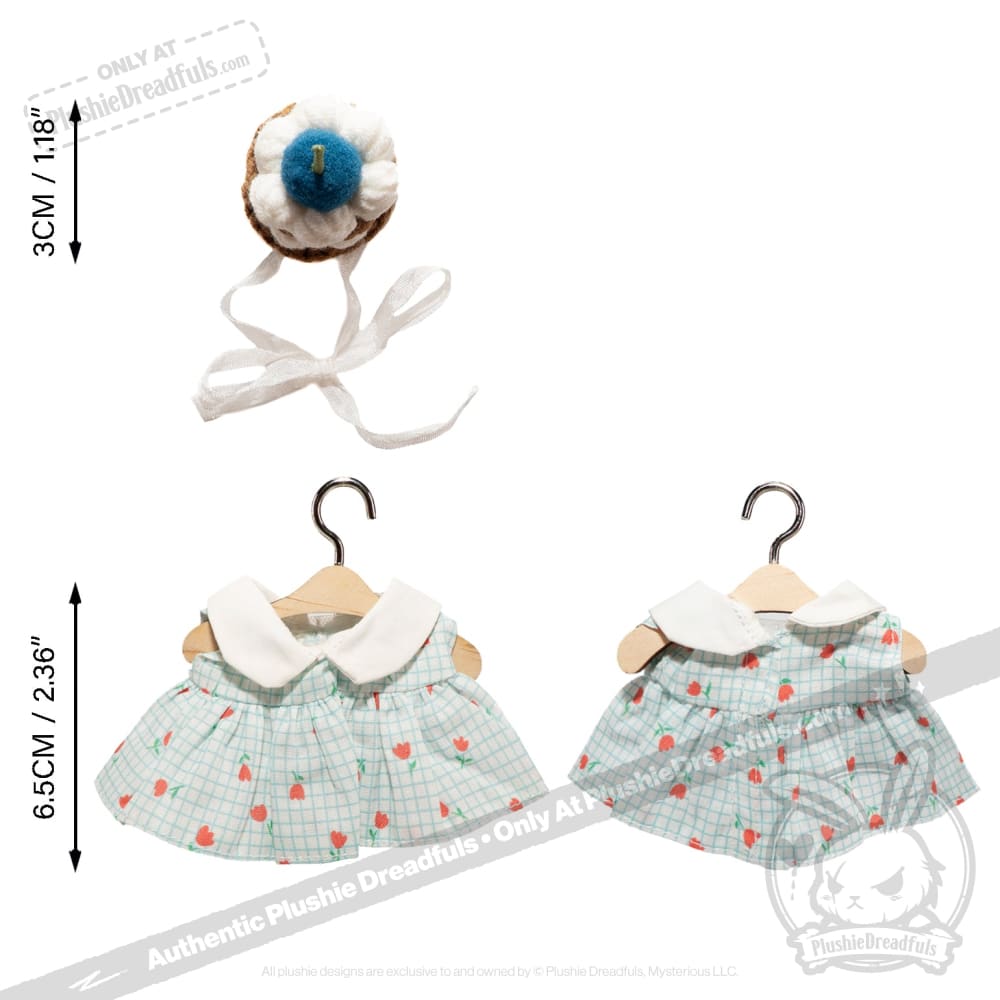 Mini Plush Outfit - Cupcake Gingham Teal Dress