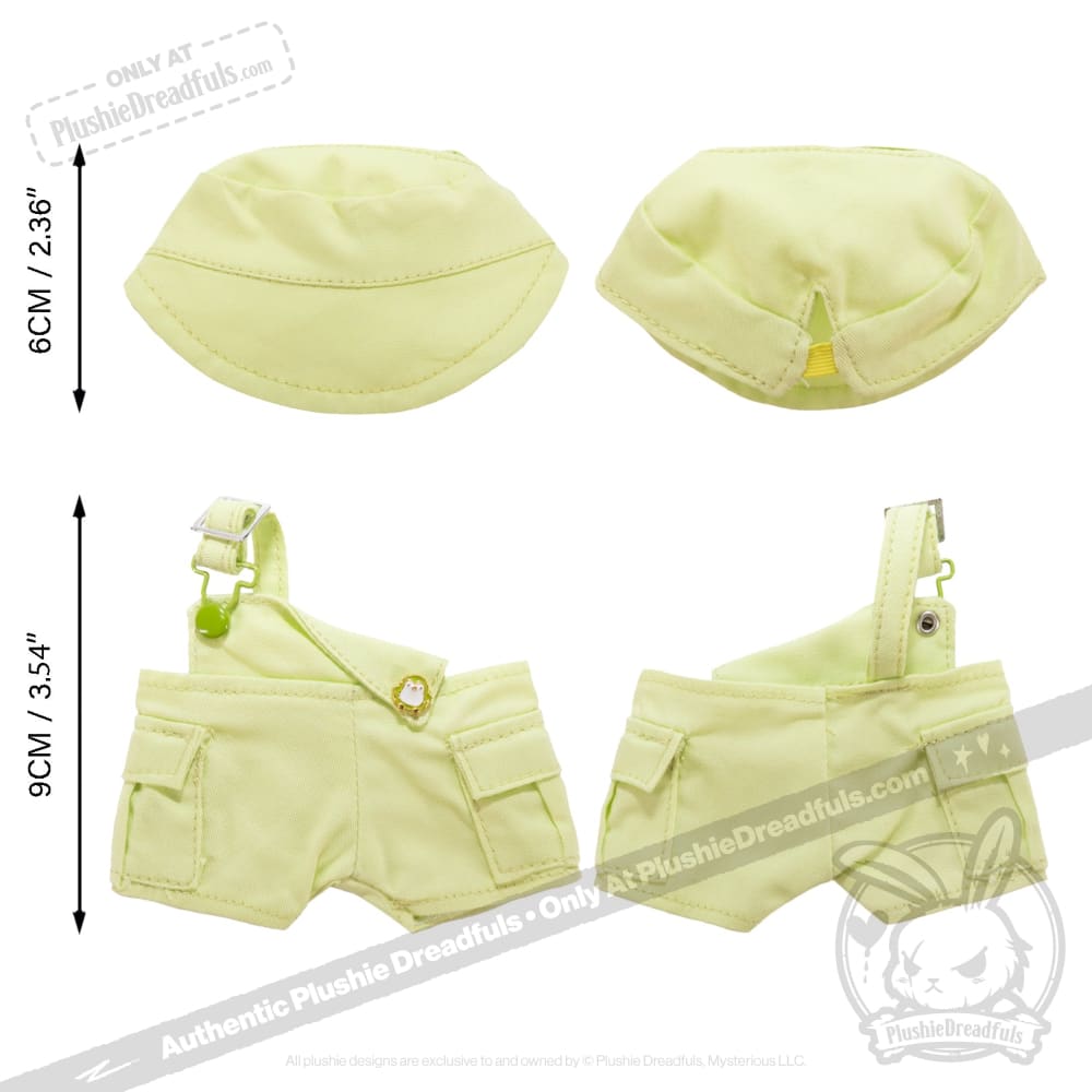 Mini Plush Outfit - Lime off the Shoulder Overalls