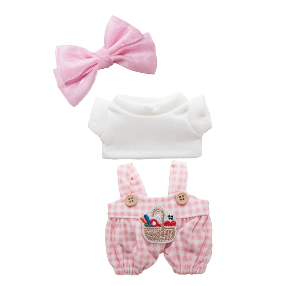 Mini Plush Outfit - Pink Bow Gingham Outfit
