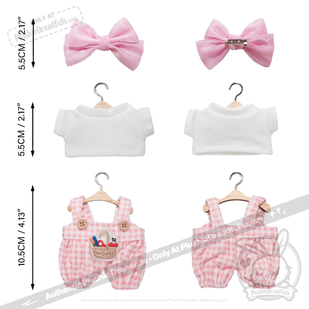 Mini Plush Outfit - Pink Bow Gingham Outfit