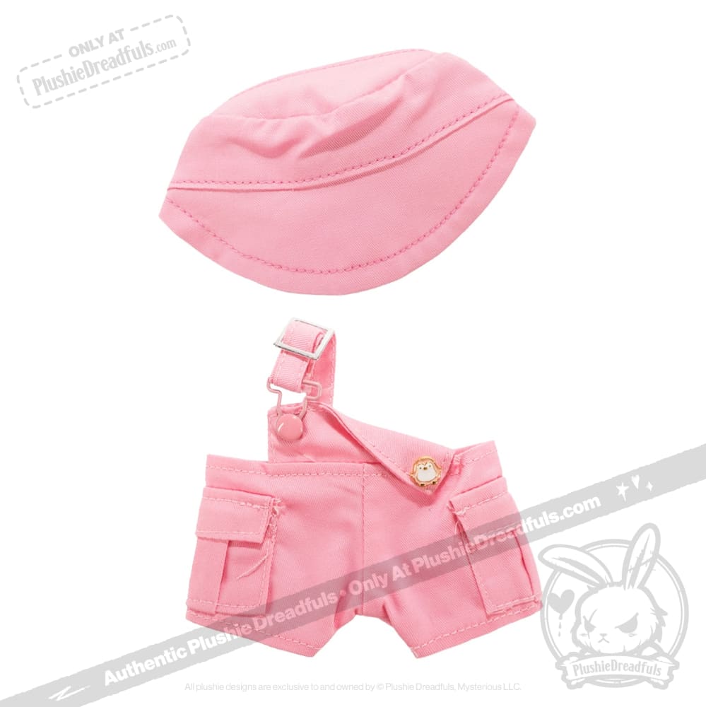 Mini Plush Outfit - Pink off the Shoulder Overalls