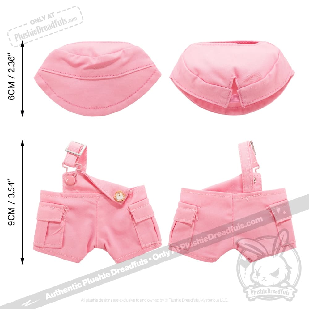 Mini Plush Outfit - Pink off the Shoulder Overalls