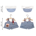 Mini Plush Outfit - Sling Striped Overalls