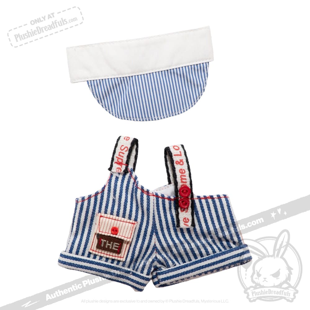 Mini Plush Outfit - Sling Striped Overalls
