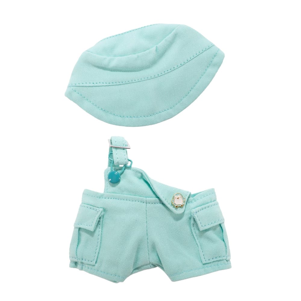 Mini Plush Outfit - Teal off the Shoulder Overalls
