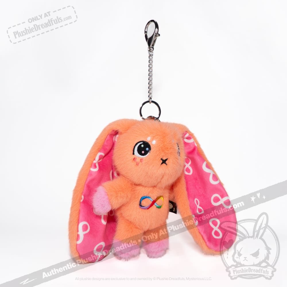 Orange Autism Rabbit Plush Keychain Accessory