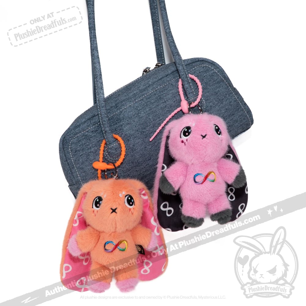 Orange Autism Rabbit Plush Keychain Accessory