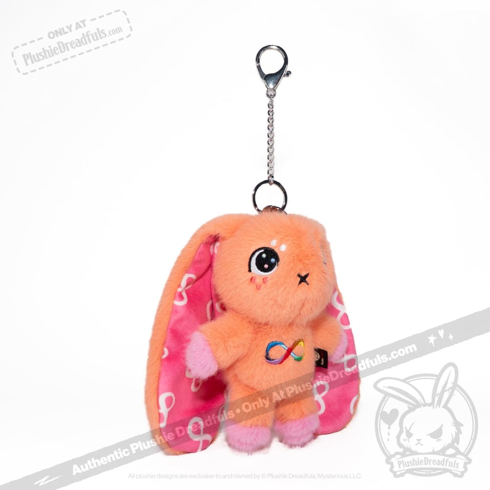 Orange Autism Rabbit Plush Keychain Accessory