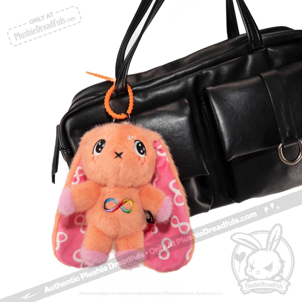 Orange Autism Rabbit Plush Keychain Accessory