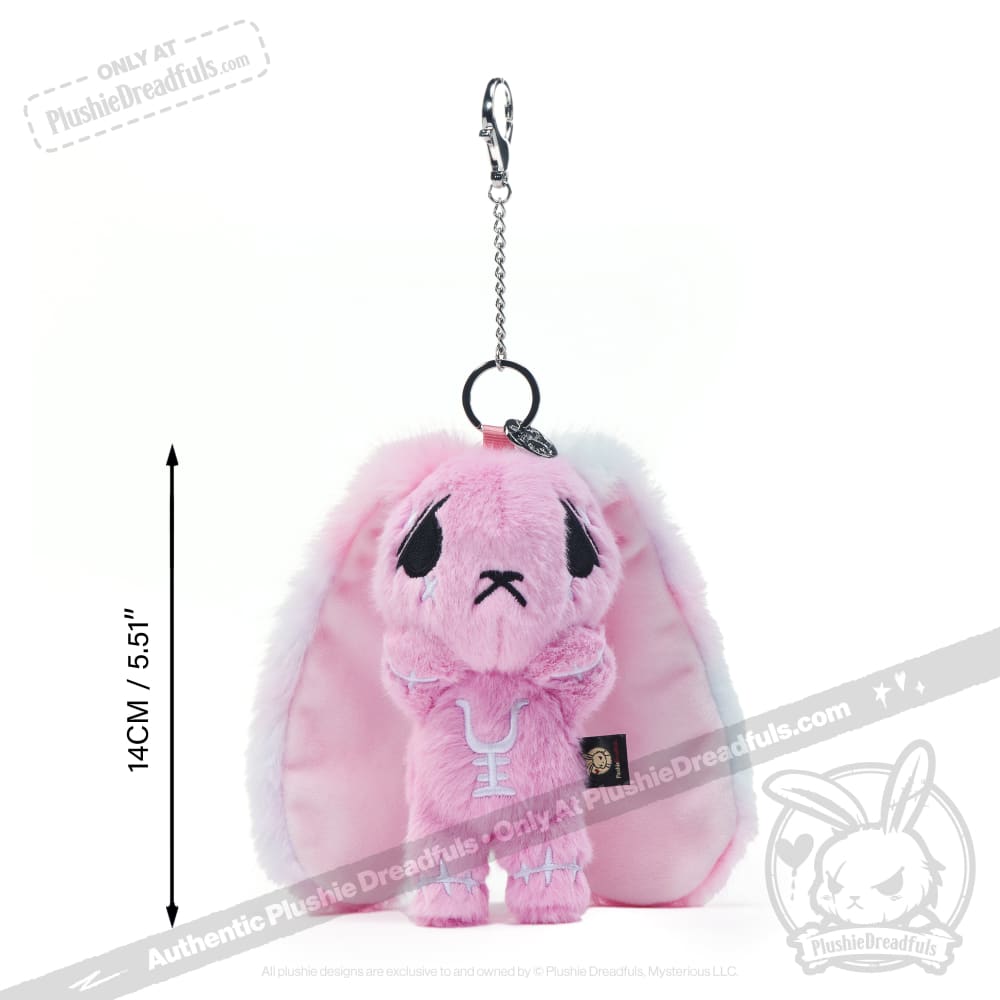 Pink Anxiety Rabbit Plush Keychain Accessory