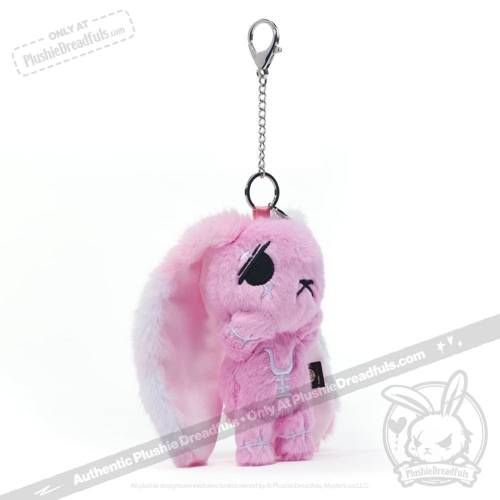 Pink Anxiety Rabbit Plush Keychain Accessory