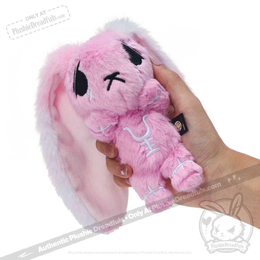 Pink Anxiety Rabbit Plush Keychain Accessory