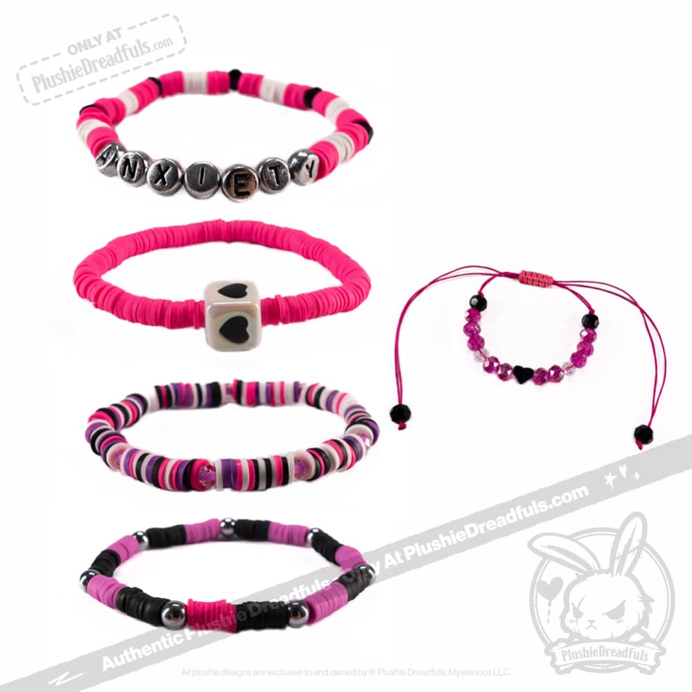 Pink Anxiety Rabbit Stacking Friendship Bracelet