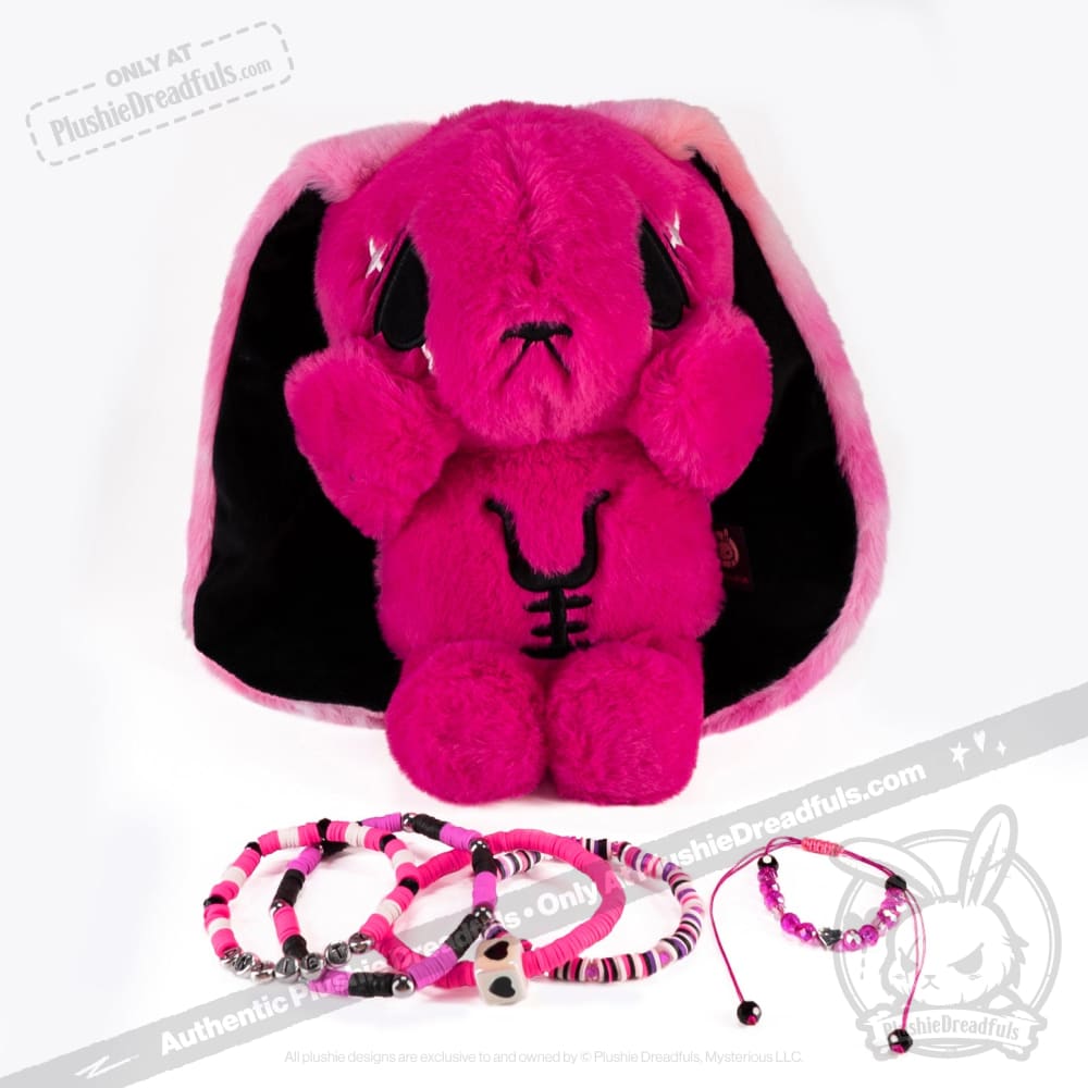 Pink Anxiety Rabbit Stacking Friendship Bracelet