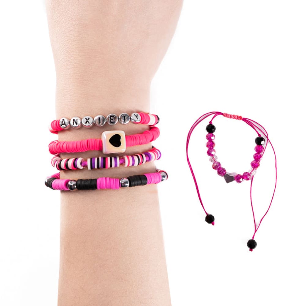 Pink Anxiety Rabbit Stacking Friendship Bracelet
